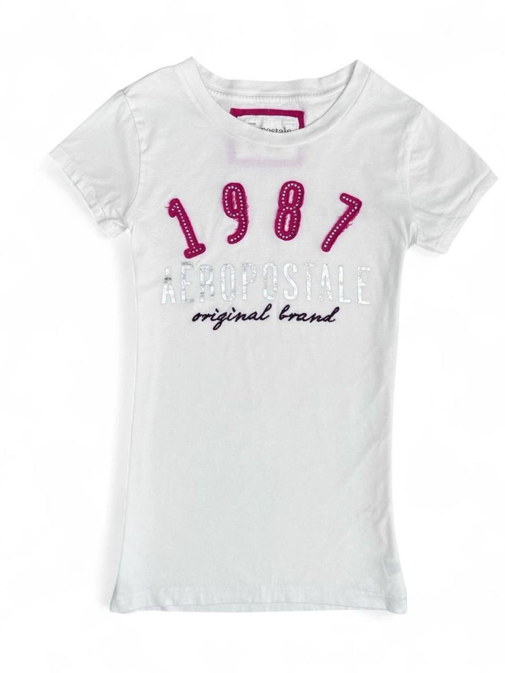 Y2K 2000s Aeropostale White & Pink Logo T-Shirt